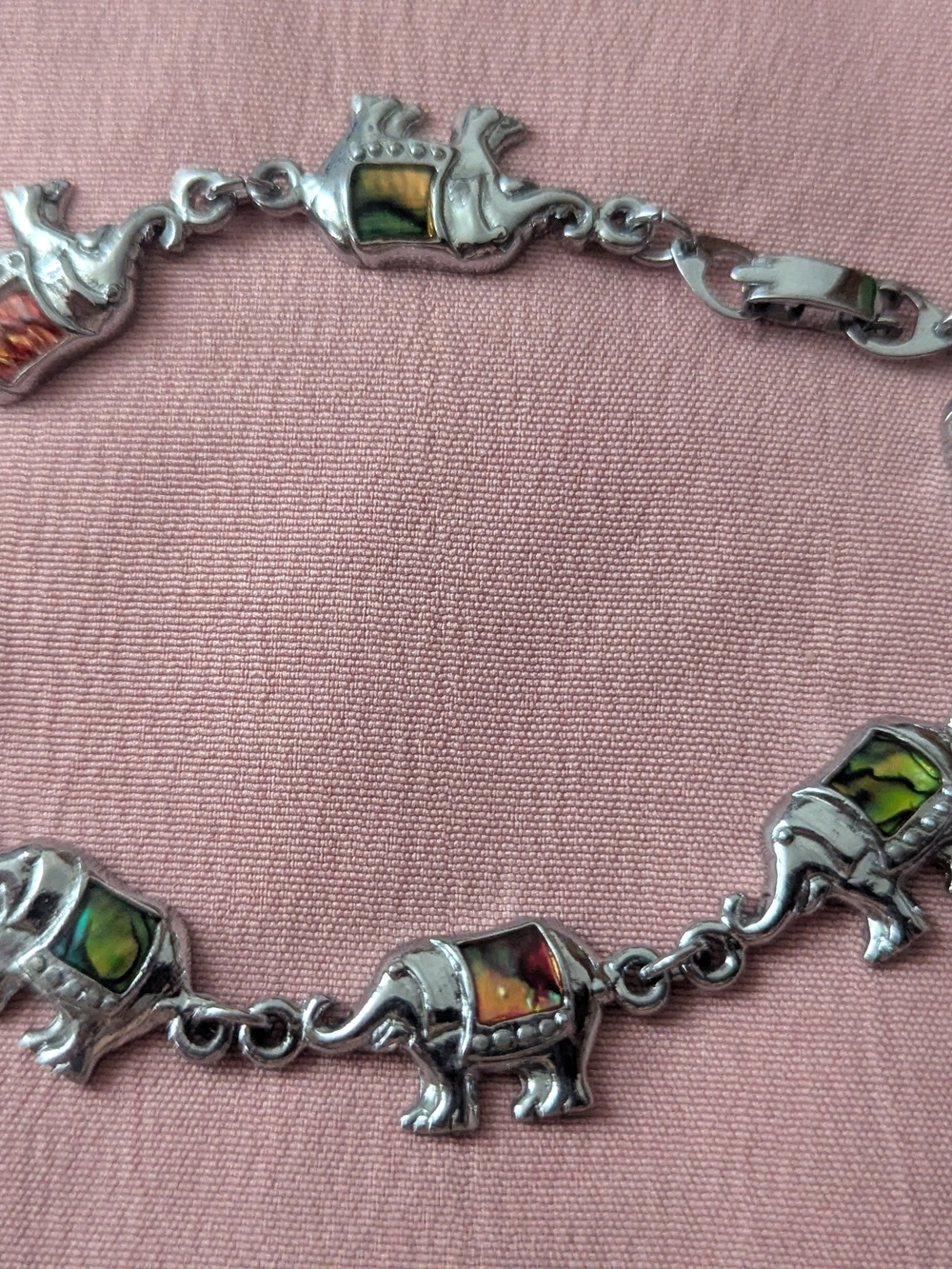 Elephant Link Bracelet with Multicolor Inlay - Women Jewelry